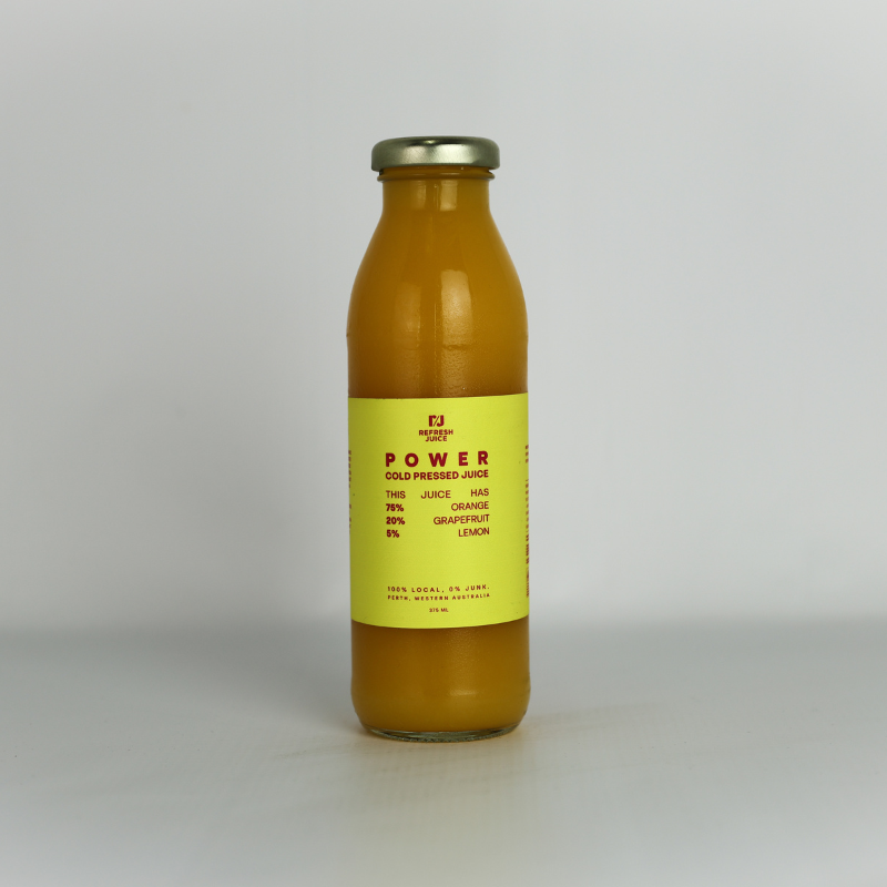Local Orange, Lemon, Grapefruit Juice in a glass bottle. Balance and zesty